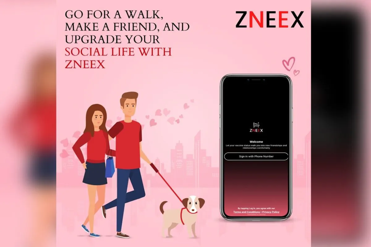 ZNEEX dating app matches users based on vaccination status, 2023. (Courtesy of Laura Wellington)