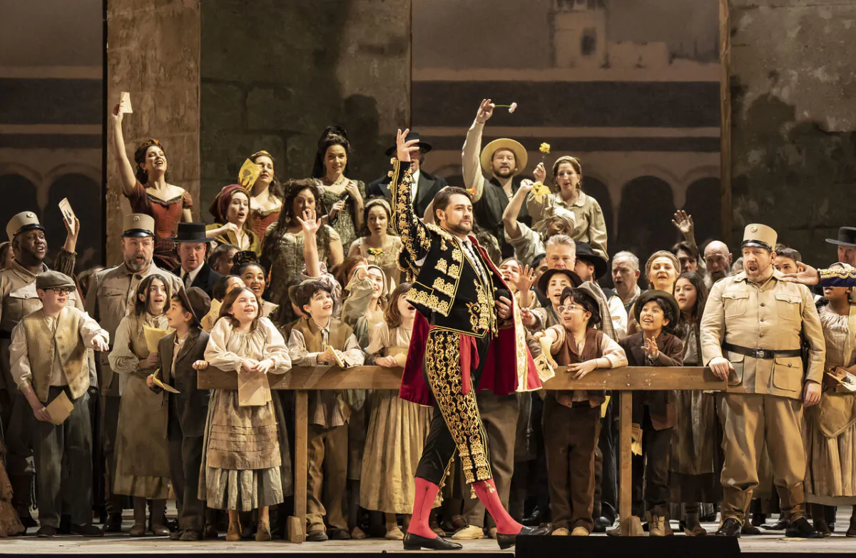 Escamillo (bass-baritone Andrei Kymach) and company sing the "Toreador Song"  in "Carmen." Violinist Pablo de Sarasate composed a fantasy based on the opera. (Todd Rosenberg)