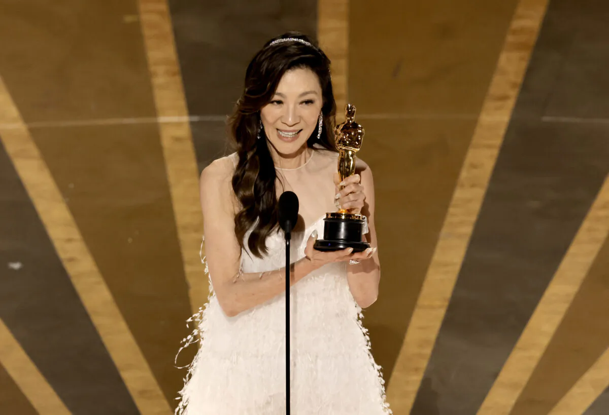 Michelle Yeoh accepts the Best Actress award for her role in "Everything Everywhere All at Once" onstage during the 95th Annual Academy Awards at Dolby Theatre on March 12, 2023 in Hollywood, California. (Kevin Winter/Getty Images)