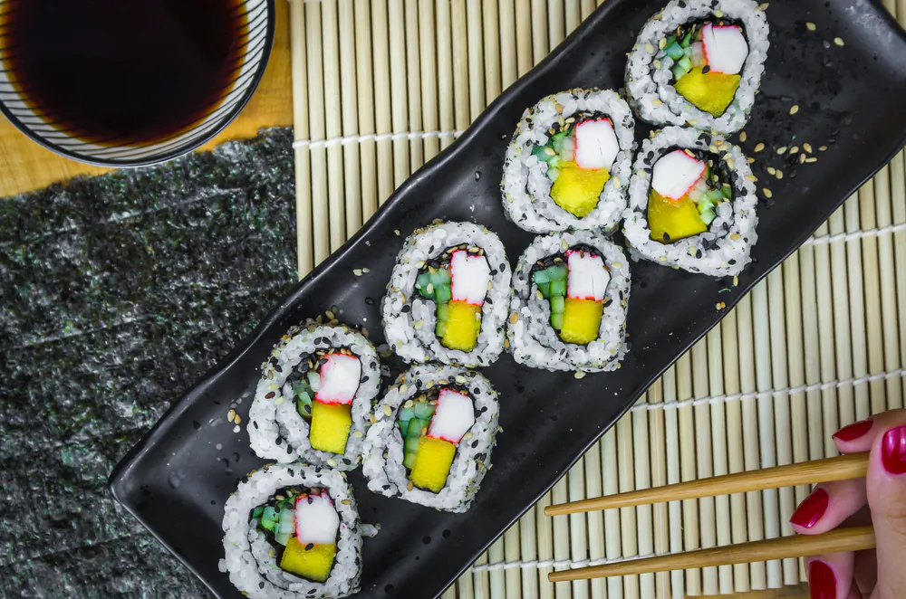 The California roll is a sushi roll created just for North Americans.(ThiagoSantos/Shutterstock)