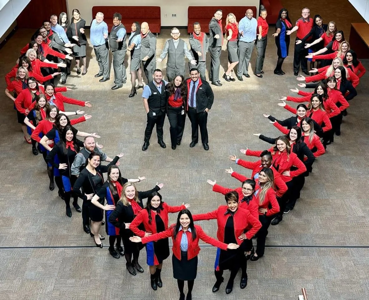 A flight attendant who won a court order to get her job back, Charlene Carter was part of this class of Southwest Airlines trainees in Dallas in February 2023. (Courtesy of Charlene Carter)
