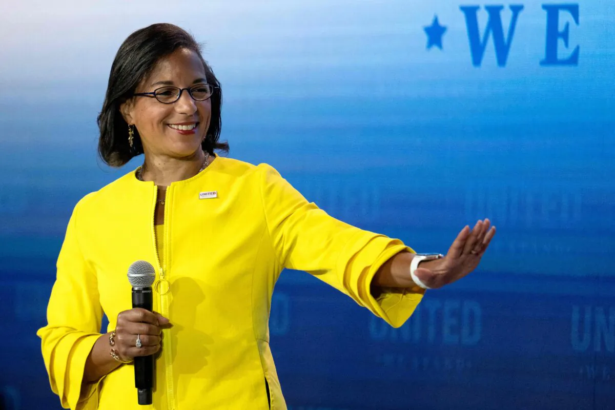 Director of the White House Domestic Policy Council Susan Rice speaks at the United We Stand Summit in the East Room of the White House in Washington, on Sept. 15, 2022. (Jim Watson/AFP via Getty Images)
