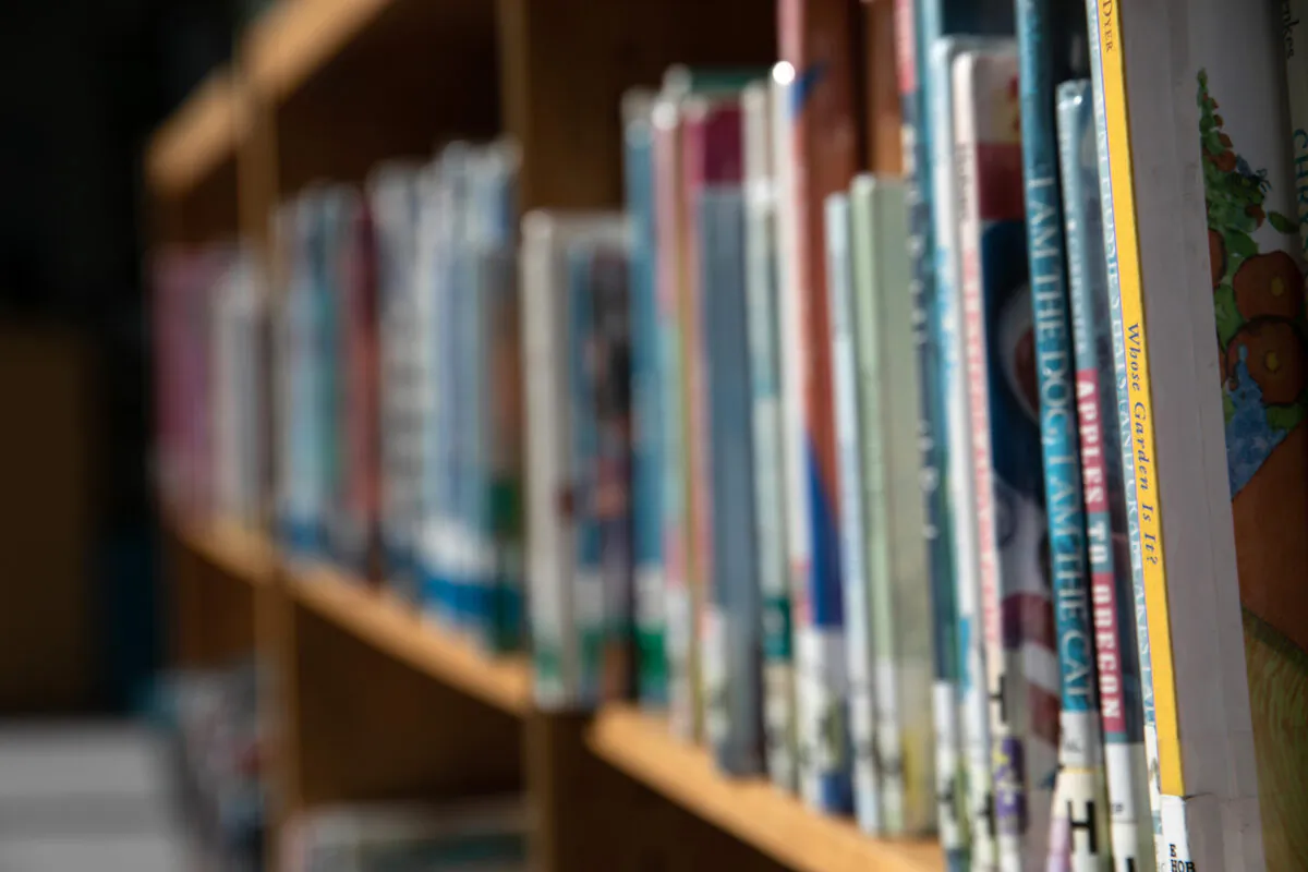 Books on a shelf in a school library in a file photo. (John Moore/Getty Images)