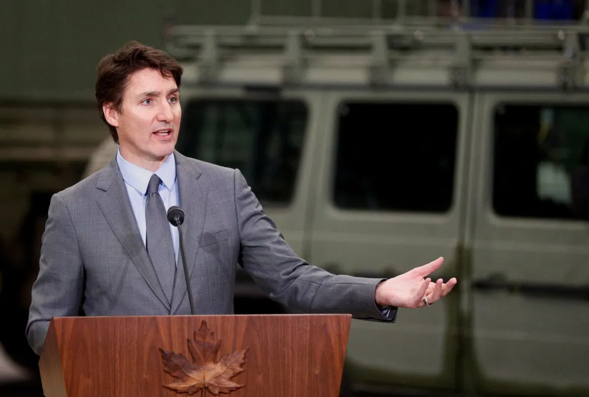 Canada's Prime Minister Justin Trudeau attends a news conference at the Canadian Forces Base (CFB) Kingston in Kingston, Ontario, Canada, on March 7, 2023. (Lars Hagberg/Reuters)