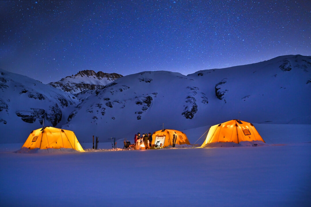 Bridal Veil Backcountry Ski Camp at 12,500 feet in the backcountry near Telluride offers guided tours with heated tents, hot meals, down jackets and insulated boots. (Brett Schreckengost/Telluride Helitrax/TNS)