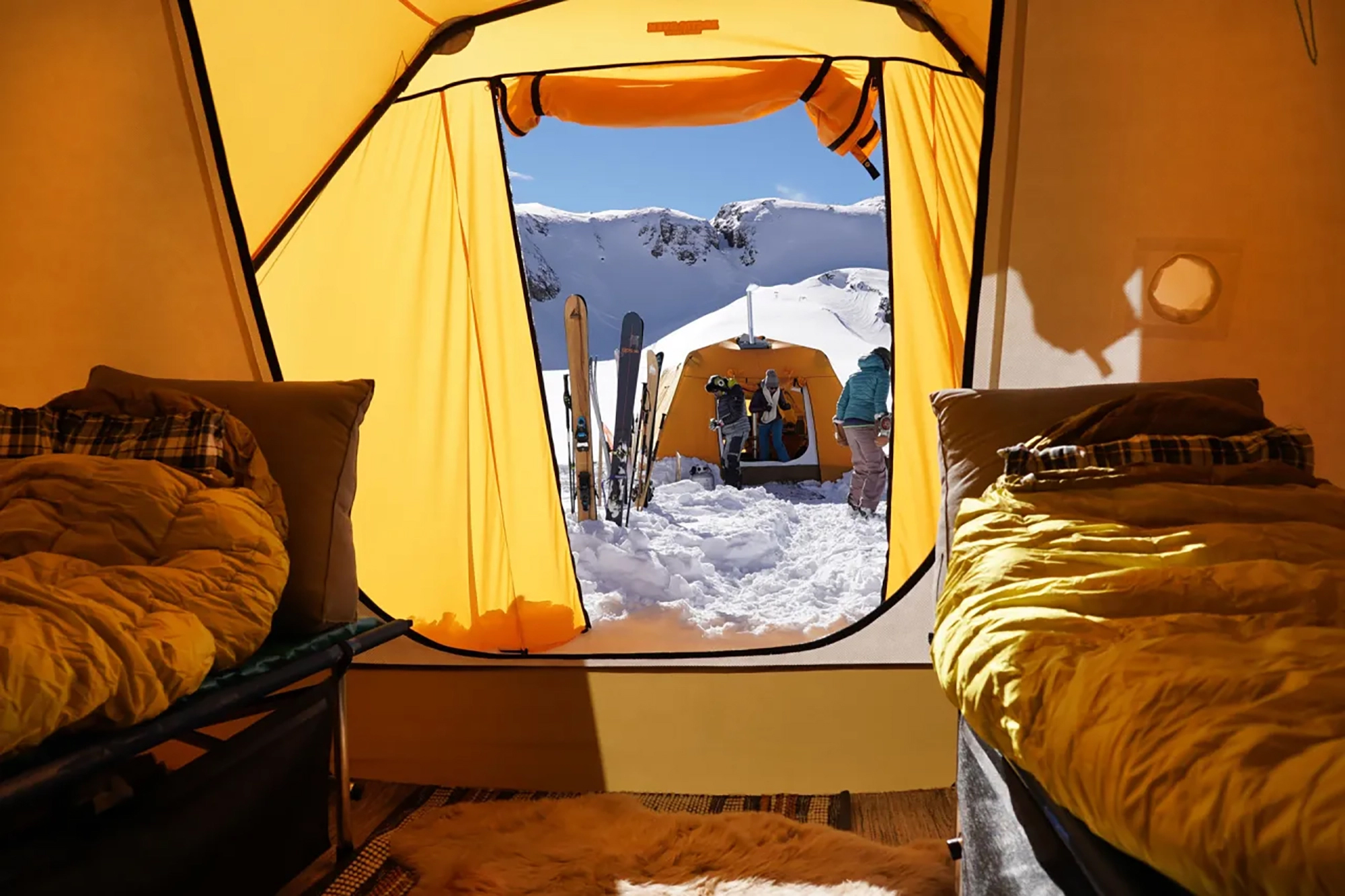 view from within a tent