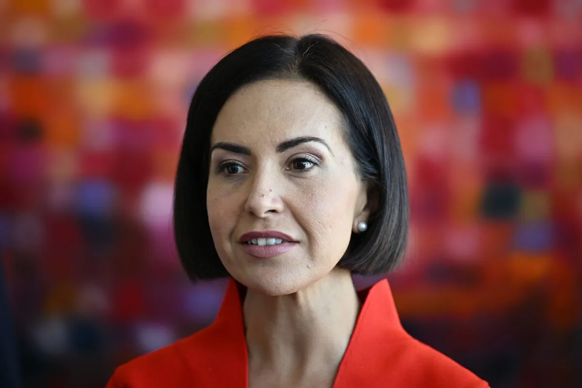 NSW Deputy Labor leader Prue Car speaks to media during a press conference with Labor leader Chris Minns, in Sydney, on Feb. 21, 2023. (AAP Image/Dan Himbrechts)
