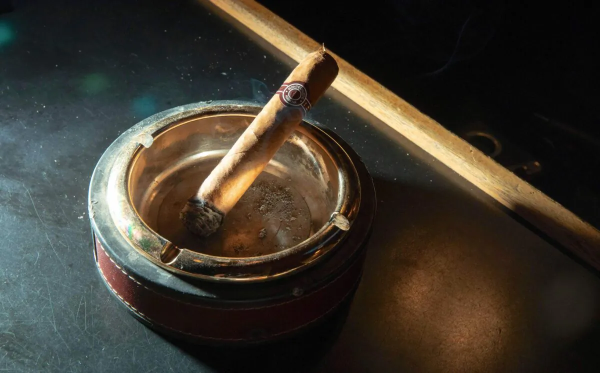A cigar burns at Buena Vista Cigar Club in Beverly Hills, Calif., on May 21, 2019. (Kyle Grillot/AFP via Getty Images)