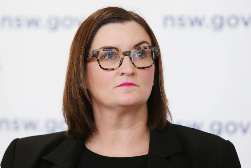 NSW Minister for Education and Early Childhood Learning Sarah Mitchell takes questions during a COVID-19 update and press conference in Sydney, Australia, on Aug. 27, 2021. (Lisa Maree Williams-Pool/Getty Images)