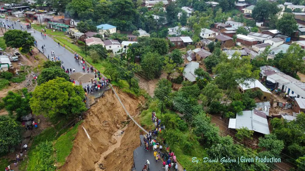 An area of the city of Blantyre, Malawi, after Cyclone Freddy in mid March, 2023. (Davis Galero)