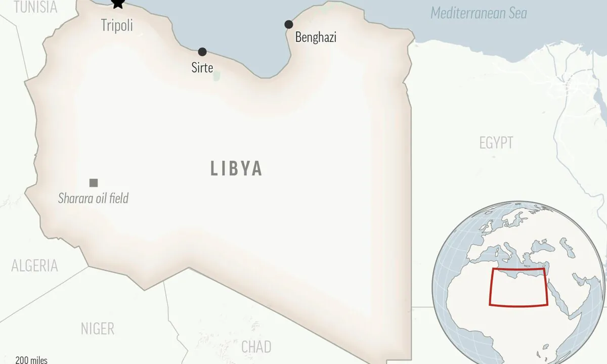 A locator map for Libya with its capital, Tripoli. (AP Photo)
