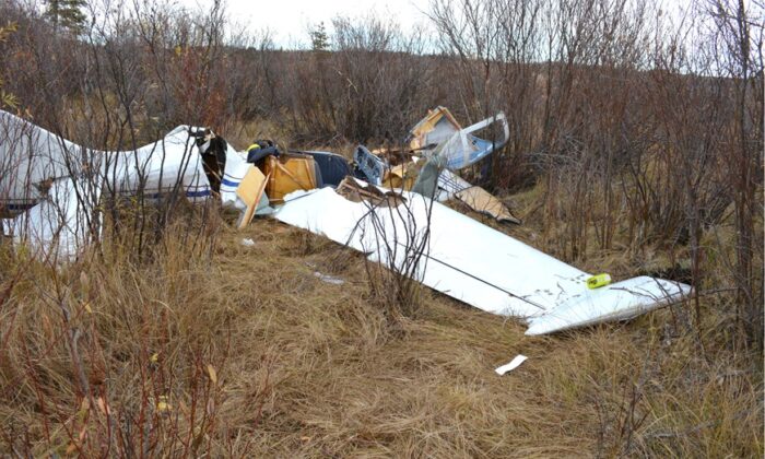 Wreckage of a Cavalier SA102.5 aircraft that crashed in Alberta on Oct. 9, 2021. (Transport Safety Board)