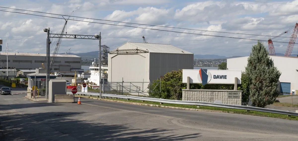 The entrance of the Davie shipyard in Levis, Que., on Sept. 17, 2021. (The Canadian Press/Jacques Boissinot)