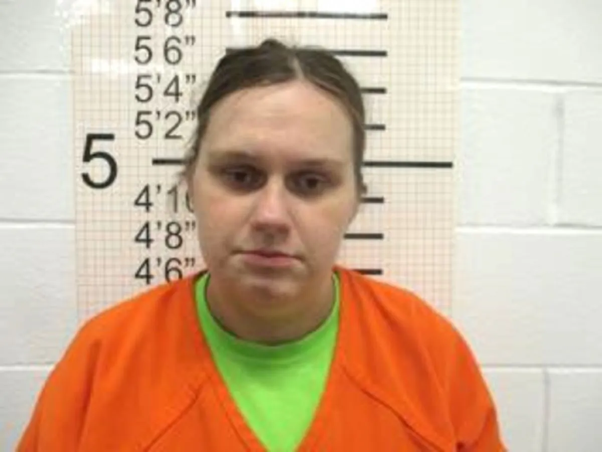 Megan Staude's mugshot was provided in Indianola, Iowa on March 15, 2023.  (Warren County Jail via AP)