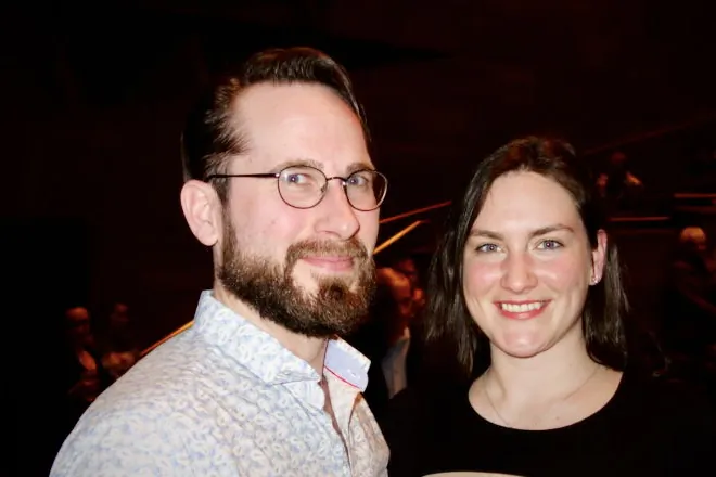 Devon Martin and Jessica Murphy attended Shen Yun Performing Arts at the Northern Alberta Jubilee Auditorium in Edmonton, Canada, on March 16, 2023. (Lily Yu/The Epoch Times)