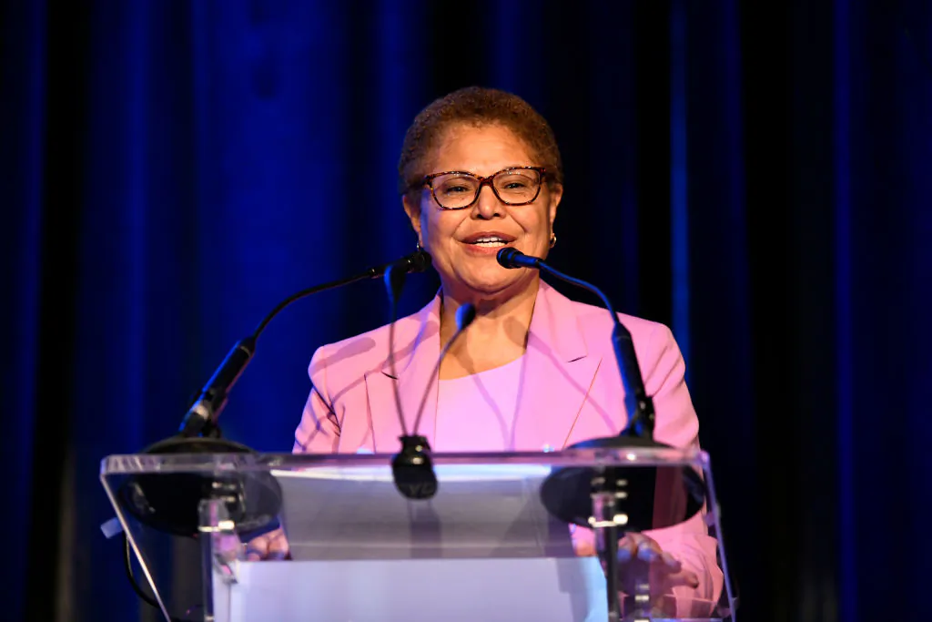 Mayor of Los Angeles Karen Bass attends the 65th GRAMMY Awards in Los Angeles, on Feb. 3, 2023. (Jerod Harris/Getty Images for The Recording Academy)