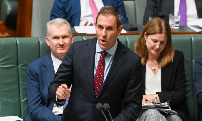 Treasurer Jim Chalmers during Question Time at Parliament House in Canberra, Australia on Feb. 14, 2023. (Martin Ollman/Getty Images)