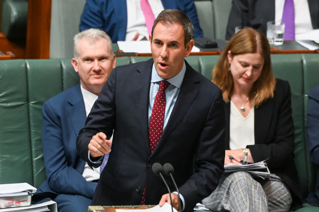 Australian Treasurer Jim Chalmers during Question Time at Parliament House in Canberra, Australia, on Feb. 14, 2023. (Martin Ollman/Getty Images)