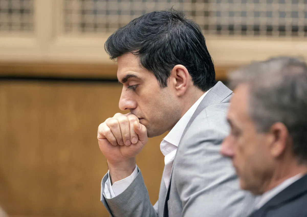 Hossein Nayeri listens to the judges' instructions before the reading of the verdict in his trial in Newport Beach, Calif., on Aug. 16, 2019. (Paul Bersebach/The Orange County Register via AP)