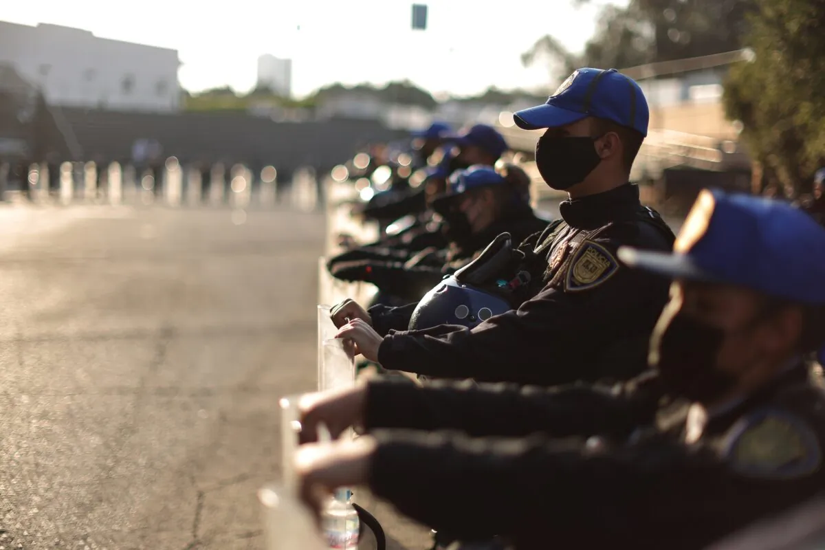 Mexico City police officers in Mexico City on March 12, 2022. (Hector Vivas/Getty Images)