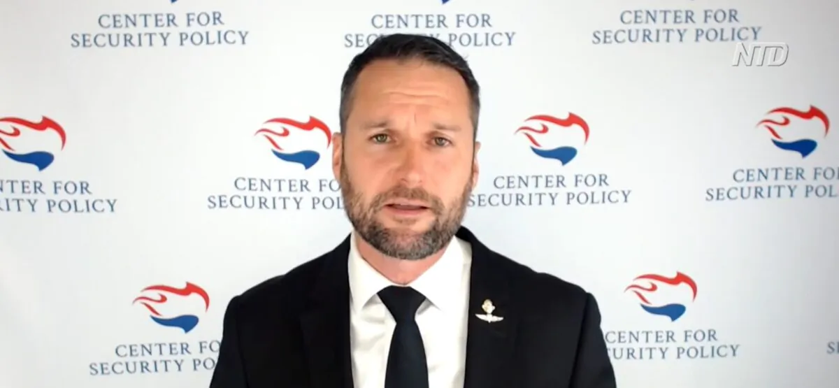 Tommy Waller, the president and CEO of the Center for Security Policy, speaks with NTD, in a still from a video released on March 15, 2023. (NTD)