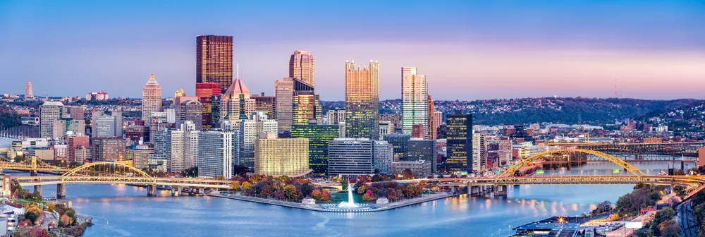 Aerial view of downtown Pittsburgh, Pennsylvania, the city that accounts for 49 of the state's 486 breweries. (Mihai_Andritoiu/Shutterstock)
