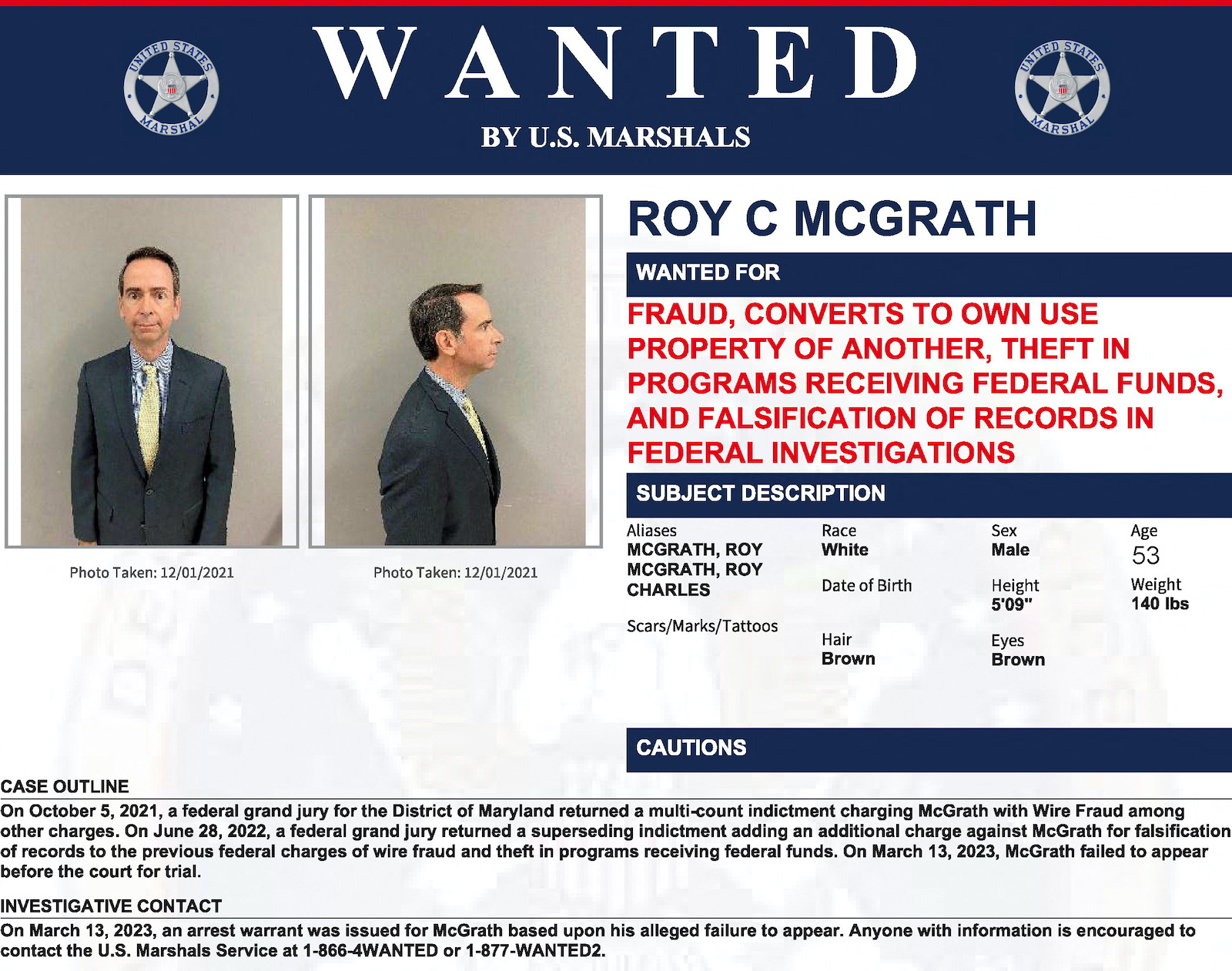 FBI, US Marshals Offering US$20,000 Reward in Manhunt for Former Maryland Gov. Larry Hogan's Chief of Staff - Vimarsana News