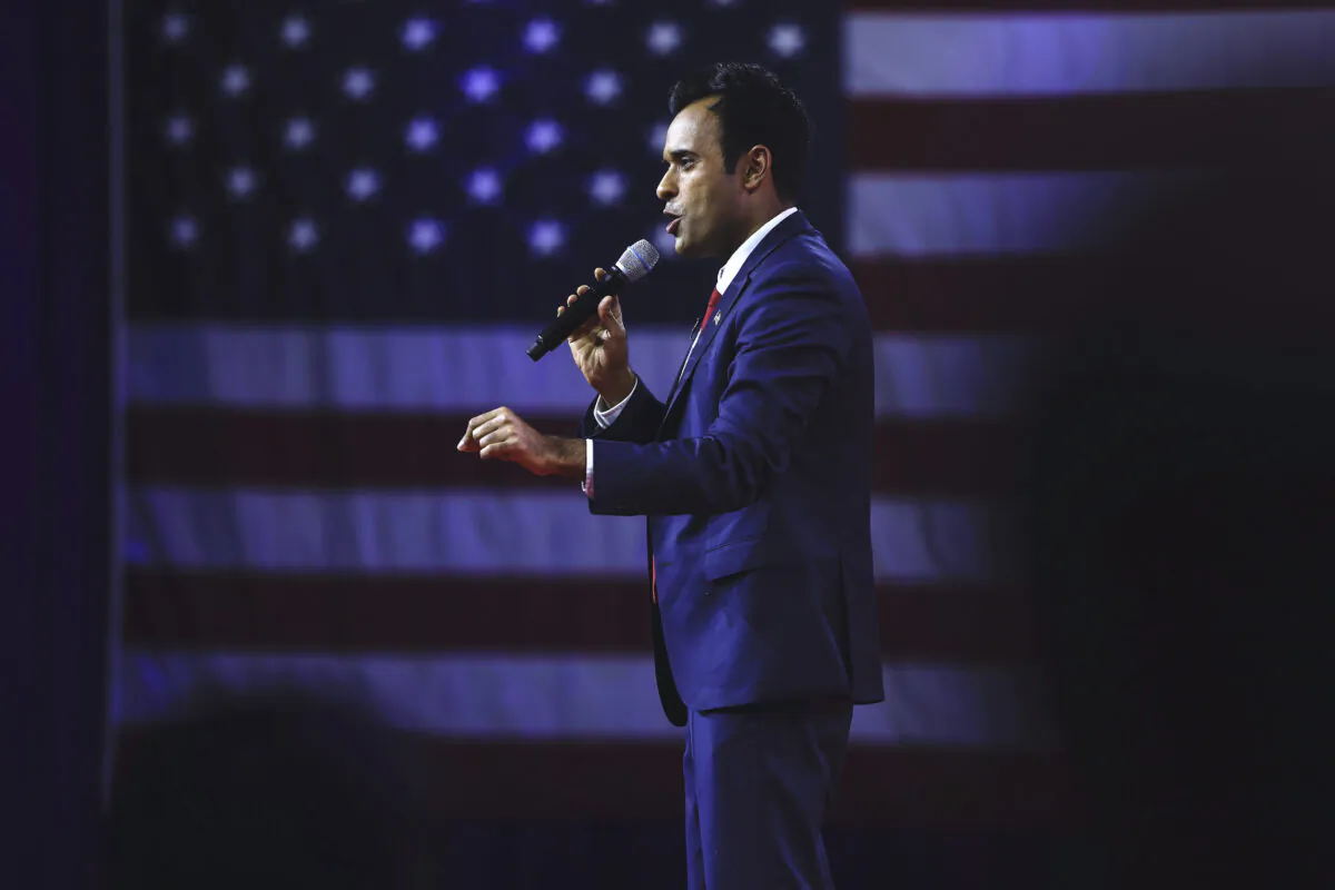 Republican presidential candidate Vivek Ramaswamy, speaks during the annual Conservative Political Action Conference (CPAC) at the Gaylord National Resort Hotel And Convention Center in National Harbor, Maryland, on March 3, 2023. (Anna Moneymaker/Getty Images)