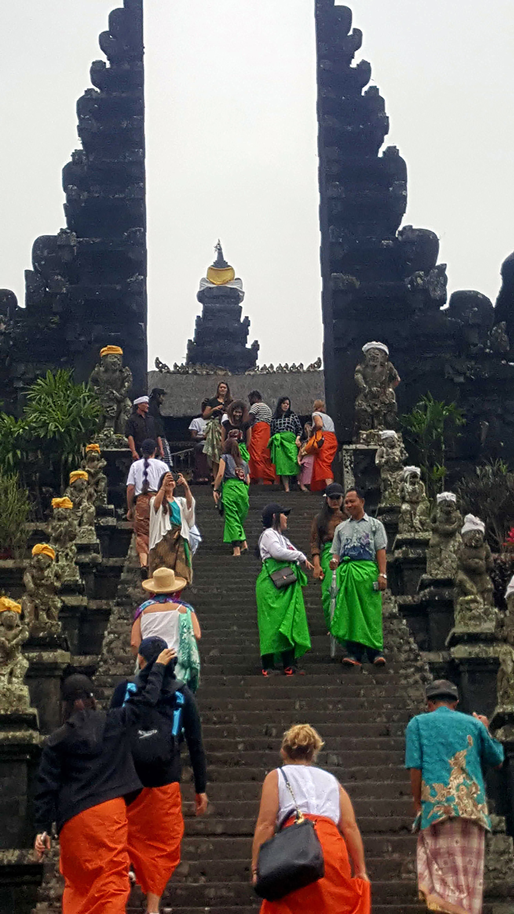 tourists in sarongs in Bali