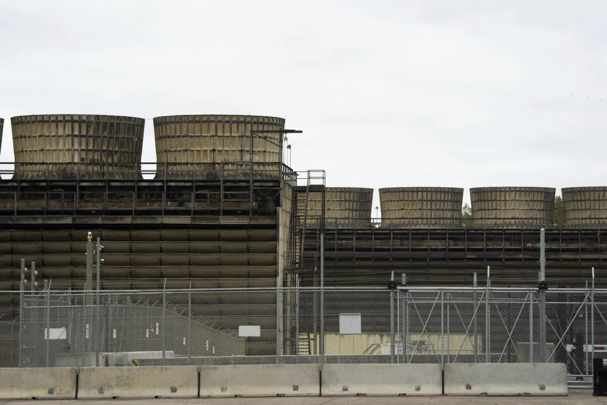 Cooling towers release heat generated by boiling water reactors at Xcel Energy's Nuclear Generating Plant in Monticello, Minn. on Oct. 2, 2019. (Evan Frost/Minnesota Public Radio via AP, File)