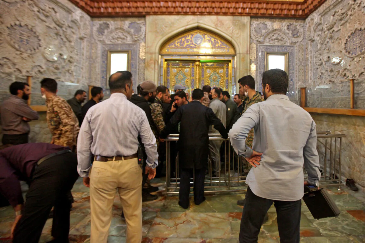 Iranian security forces deploy following an armed attack at the Shah Cheragh mausoleum in Shiraz, Iran, on Oct. 26, 2022. (Mohammadreza Dehdari/ISNA News Agency/AFP via Getty Images)