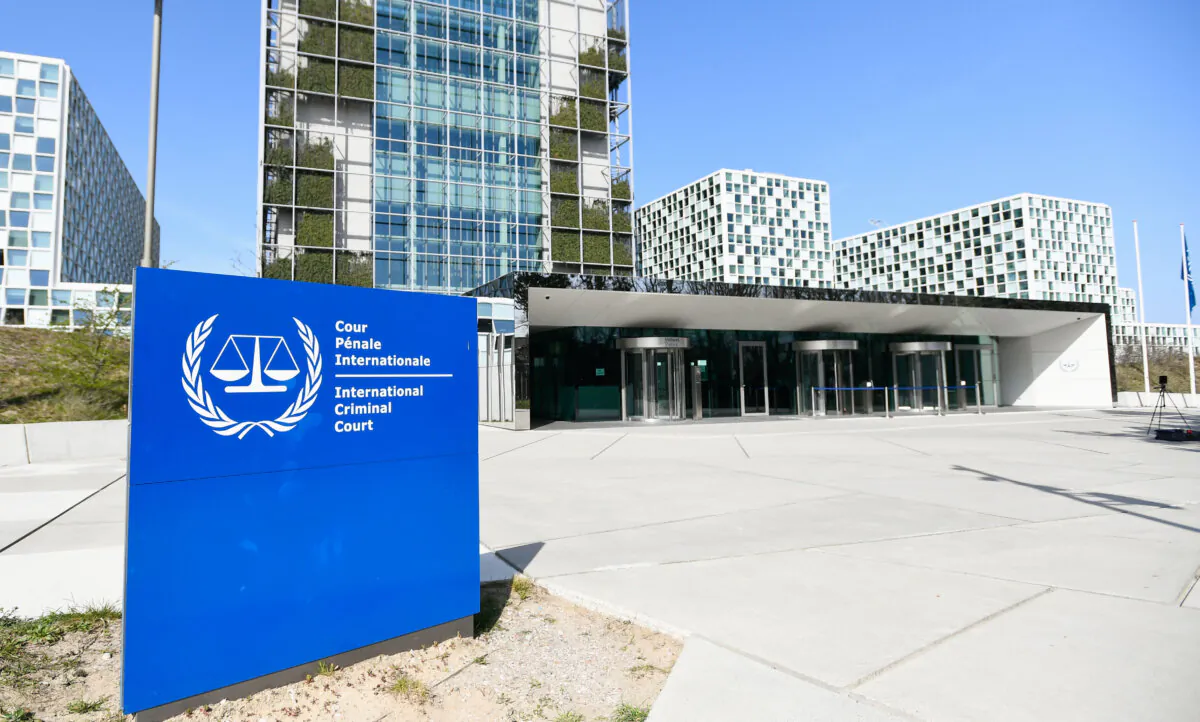 An exterior view of the International Criminal Court in the Hague, Netherlands, on March 31, 2021. (Piroschka van de Wouw/Reuters)
