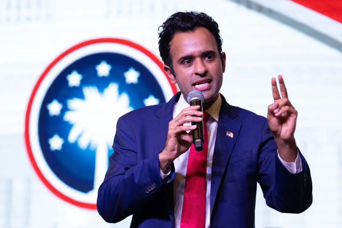 Entrepreneur and political activist Vivek Ramaswamy speaks during the Vision 2024 National Conservative Forum at the Charleston Area Convention Center in Charleston, South Carolina, on March 18, 2023. (Logan Cyrus/AFP via Getty Images)