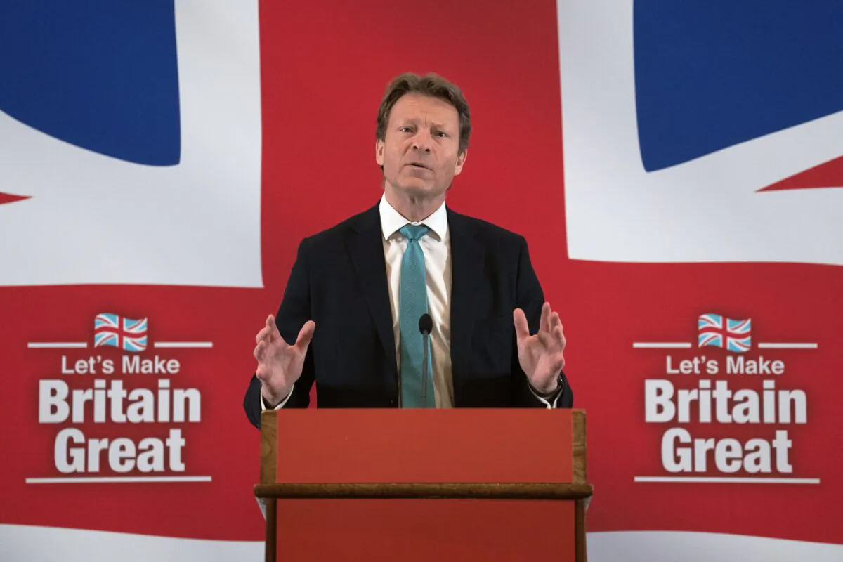 Reform UK leader Richard Tice speaks during a party press conference in London on March 20, 2023. (Carl Court/Getty Images)