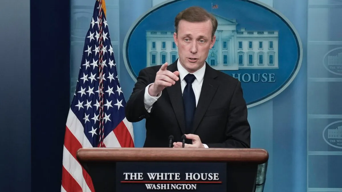 National Security Adviser Jake Sullivan takes questions during the daily press briefing at the White House in Washington on Dec. 12, 2022. (Drew Angerer/Getty Images)