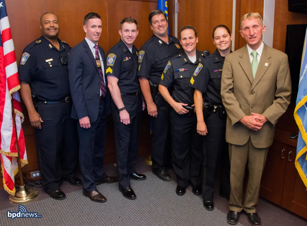 Boston Police Department Sgt. Shana Cottone (3R), who publicly protested COVID-19 mandates, has been fired. (Courtesy photo)