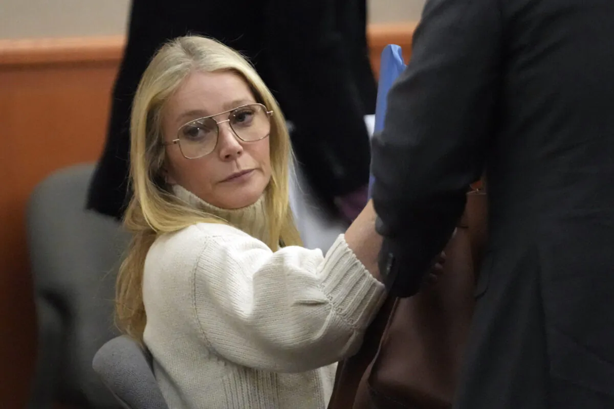 Actress Gwyneth Paltrow looks on before leaving the courtroom in Park City, Utah, on March 21, 2023. (Rick Bowmer/AP Photo, Pool)