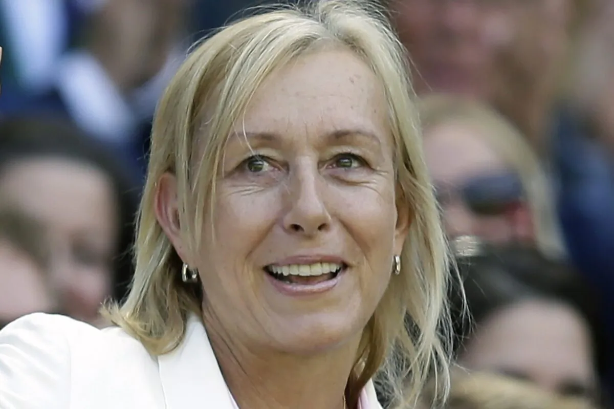Tennis great Martina Navratilova in the royal box on Centre Court at the All England Lawn Tennis Championships in Wimbledon, London, on July 4, 2015. (Tim Ireland/AP Photo)