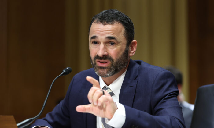 Internal Revenue Service (IRS) commissioner nominee Daniel Werfel testifies before the Senate Finance Committee during his nomination hearing in Washington on Feb. 15, 2023. (Kevin Dietsch/Getty Images)