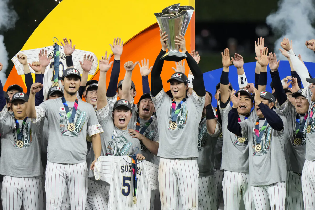 Japan players celebrate after defeating the United States in the World Baseball Classic championship game in Miami on March 21, 2023. (Wilfredo Lee/AP Photo)