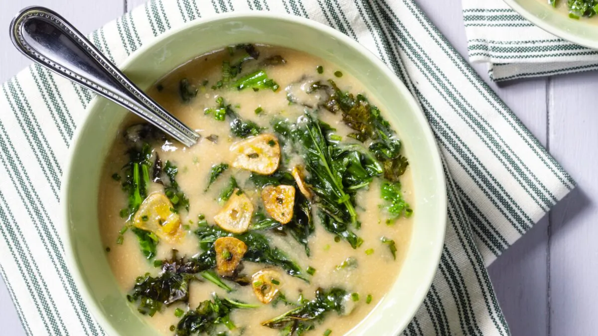 The garlic in this soup was cooked three different ways, creating a mellow and balanced flavor. (Nina Gallant)