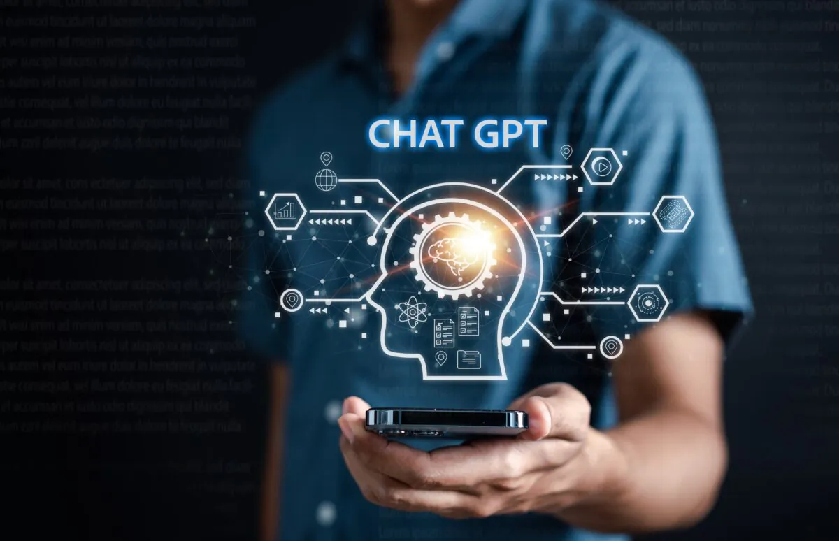 Businessman using chatbot in smartphone intelligence Ai.Chat GPT Chat with AI Artificial Intelligence, developed by OpenAI generate. Futuristic technology, robot in online system. (Shutterstock)