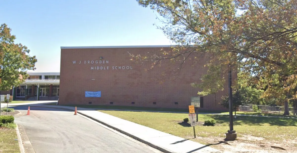 The Brogden Middle School in Durham, N.C., in October 2022. (Google Maps/Screenshot via The Epoch Times)