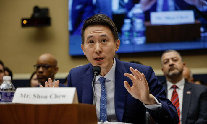 TikTok CEO Shou Zi Chew testifies before the House Energy and Commerce Committee in the Rayburn House Office Building on Capitol Hill in Washington, on March 23, 2023. (Chip Somodevilla/Getty Images)