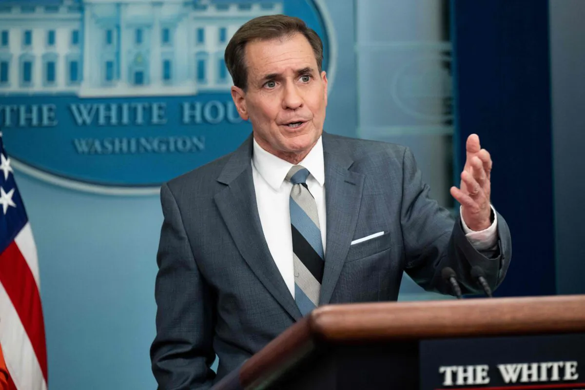 National Security Council Coordinator for Strategic Communications John Kirby speaks during the daily briefing in the Brady Press Briefing Room of the White House in Washington, on March 22, 2023. (Saul Loeb/AFP via Getty Images)
