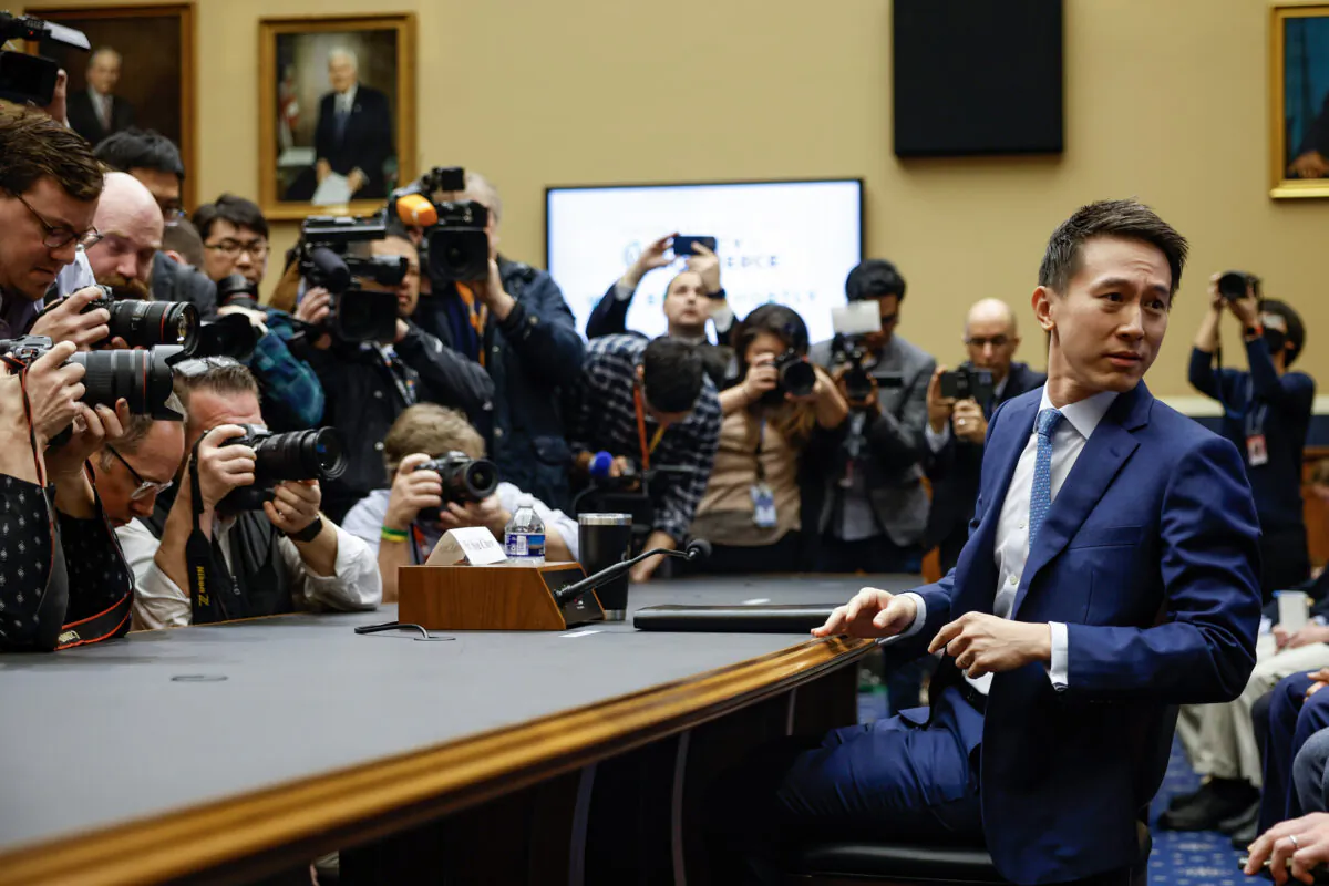 TikTok CEO Shou Zi Chew prepares to testify before the House Energy and Commerce Committee in the Rayburn House Office Building on Capitol Hill in Washington, on March 23, 2023. (Tasos Katopodis/Getty Images)