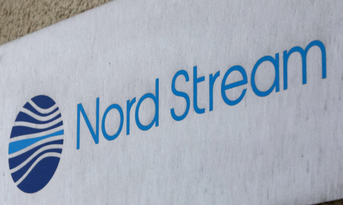 The logo of Nord Stream AG is seen at an office building in the town of Vyborg, Leningrad Region, Russia, on Aug. 22, 2022. (Anton Vaganov/Reuters)