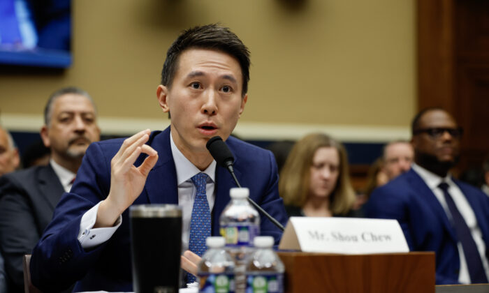 TikTok CEO Shou Zi Chew testifies before the House Energy and Commerce Committee in the Rayburn House Office Building on Capitol Hill in Washington on March 23, 2023. (Chip Somodevilla/Getty Images)