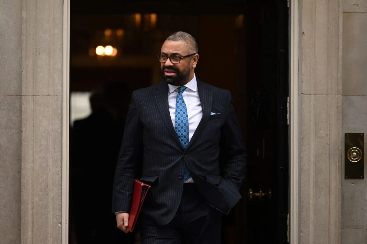 Britain's Foreign Secretary James Cleverly leaves 10 Downing Street in London on March 7, 2023. (Justin Tallis/AFP via Getty Images)