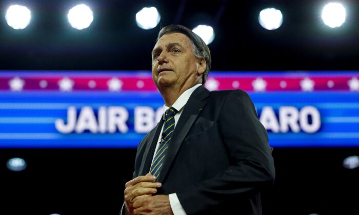Jair Bolsonaro, former President of Brazil, arrives to speak at the Conservative Political Action Conference (CPAC) at Gaylord National Convention Center in National Harbor, Md., on March 4, 2023. (Evelyn Hockstein/Reuters)